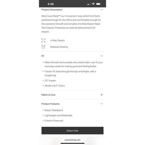 Vuori Meta Elastic Waist Pant Mens Sz Medium (Waist 30-32") Classic Fit Gray - Picture 13 of 13